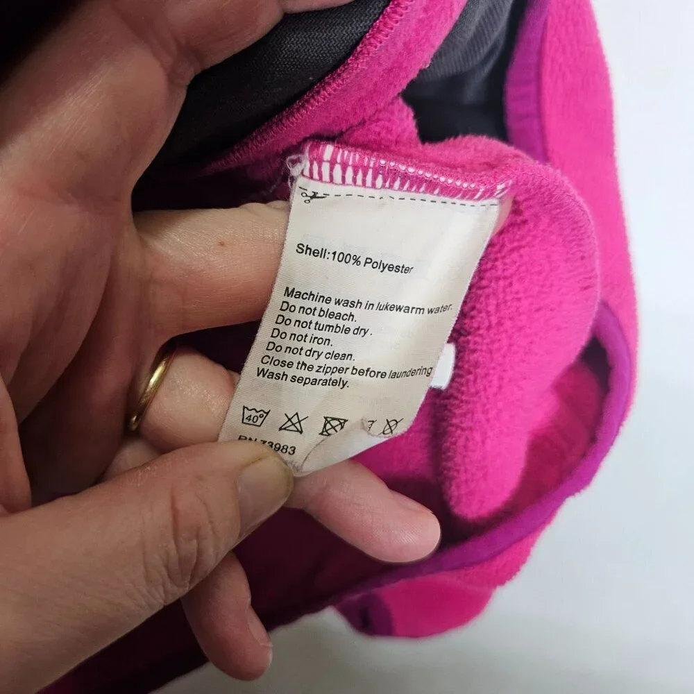 Helly Hansen Pink Fleece Jacket 100% Polyester Full Zip Thumbholes Sz 9‎ 9 years